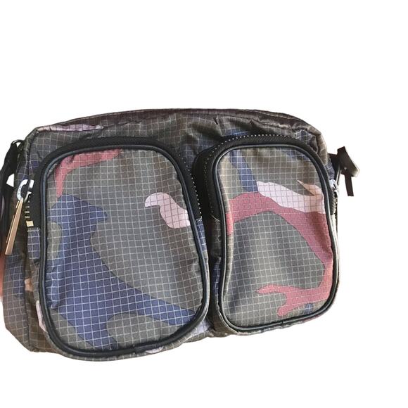 L.A.M.B. Camo Green Crossbody Bag with Zipped Pockets - Picture 1 of 10